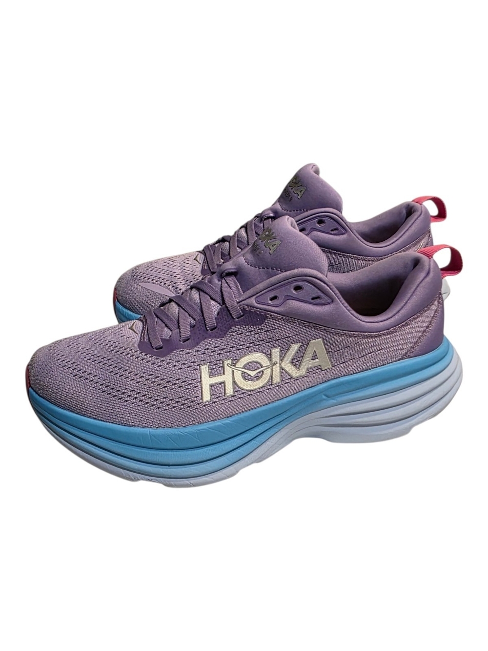 Hoka Women's BONDI 8 Lavender and Blue Cushioned Running Shoes